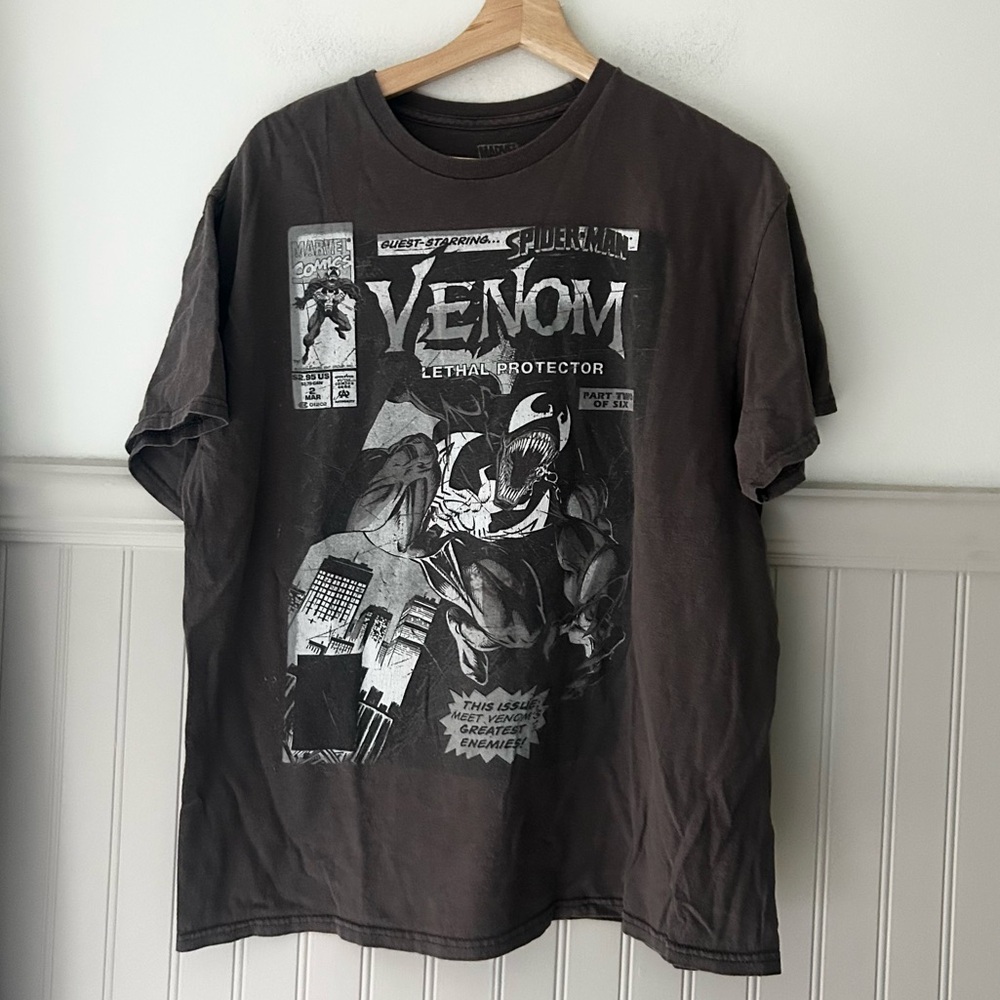 Y2K Marvel Venom Graphic Tee Men’s Large Dark Gray Vintage 2000s Superhero